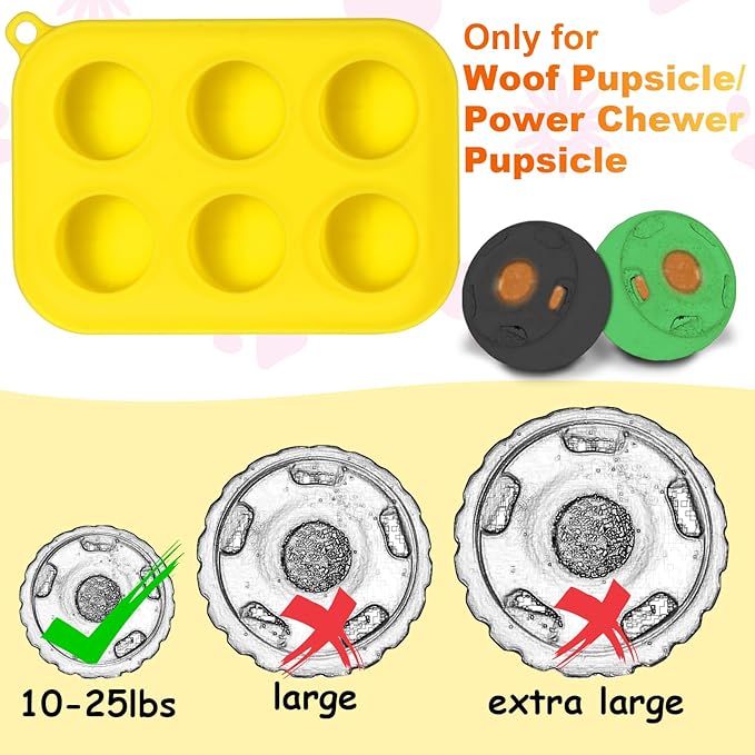 BABORUI 6 Cavities Dog Treat Molds for Woof Pupsicle Small 10-25lbs, Reusable Frozen Dog Treat Molds Silicone for Making Mix Refills Pops Ice Popsicle Treats (S)