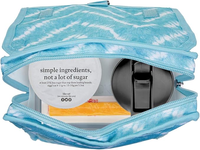 PackIt® Freezable Lunch Bag, Aqua Tie Dye, Built with EcoFreeze® Technology, Foldable, Reusable, Zip and Velcro Closure with Buckle Handle, Designed for Work Lunch and Fresh Lunch On the Go