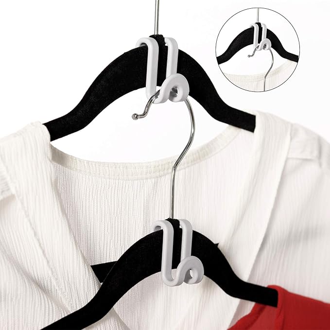 Clothes Hanger Connector Hooks, Outfit Hanger Extender Clips, Hangers Accessory, Not Suitable for Wooden Hangers, Heavy Duty Space Saving for Closet 60 Pcs (Grey)