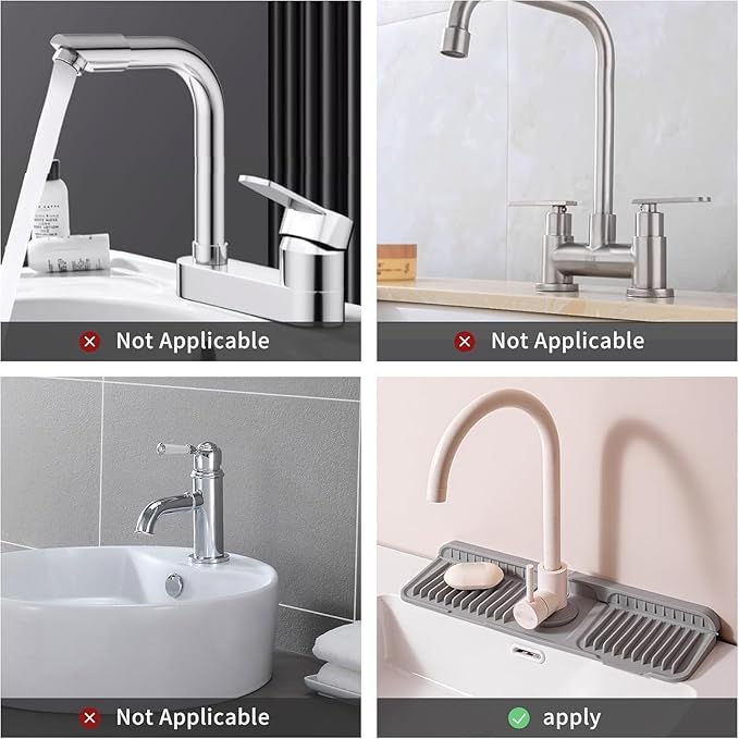 Folding Faucet Mat for Kitchen Sink Upgraded Premium Silicone Splash Guard with Fast Drying Properties Protective Sink Tray Ideal for Stone Sinks in Kitchen & Bathroom (Black, 23.8"x5.5")