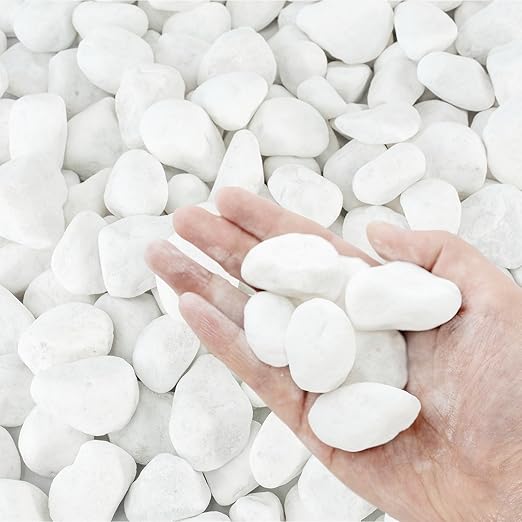 White Rocks for Plants, 1-2 Inch Pebbles for Indoor Plants, 5 lbs River Rocks Decorative White Stones, Ideal for Fish Tank, Vases, Crafting, Home Decor and Garden Landscaping Rocks