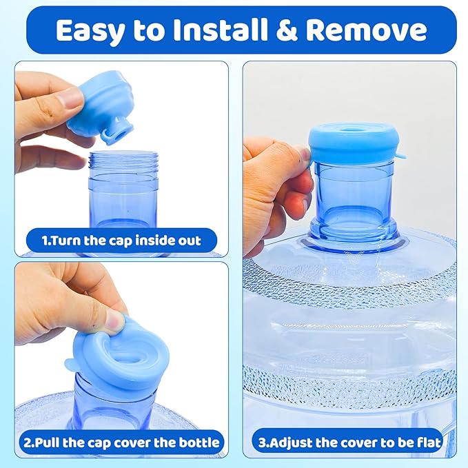 Myvision Reusable 3-5 Gallon Water Jug Caps, Secure Cap for Water Dispenser,No Spill Silicone Replacement Cap,Suitable for bottle mouths with diameters ranging from 1.89 to 2.16 inches (10)