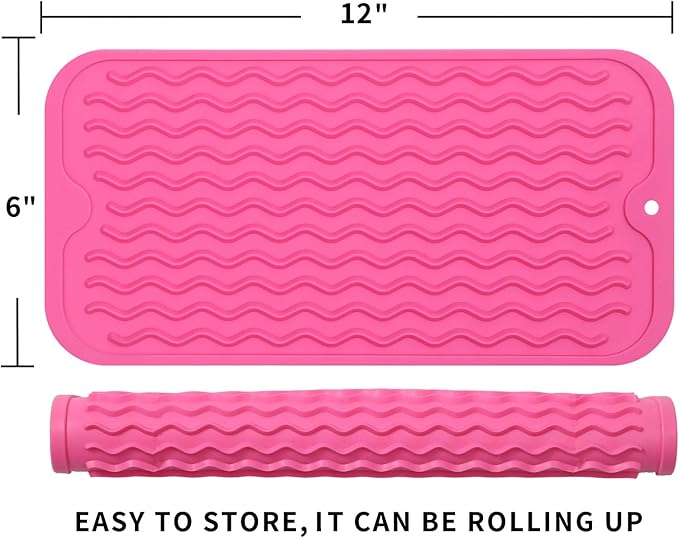 MicoYang Silicone Dish Drying Mat for Multiple Usage,Easy clean,Eco-friendly,Heat-resistant Silicone Mat for Kitchen Counter or Sink,Refrigerator or Drawer Liner Rose S 12 inches x 6 inches