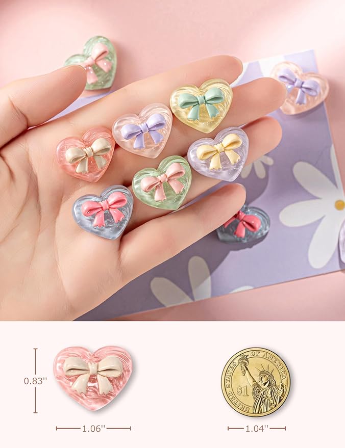 Mymazn 12 pcs Fridge Magnets Cute Refrigerator Magnets, Decorative Colorful Magnets for Whiteboard, Locker & Classroom, Heart Magnets for Home Office