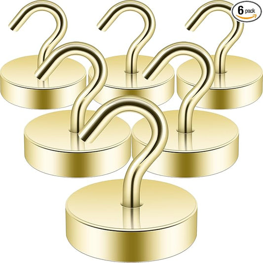 Neosmuk Magnetic Hooks, Cruise Ship Essentials, 80lb+ Heavy Duty Magnetic Hooks for Cruise Cabins, Refrigerator, Grill, Hanging, and Travel | Extra Strong Must-Haves Magnet Hook,Gold