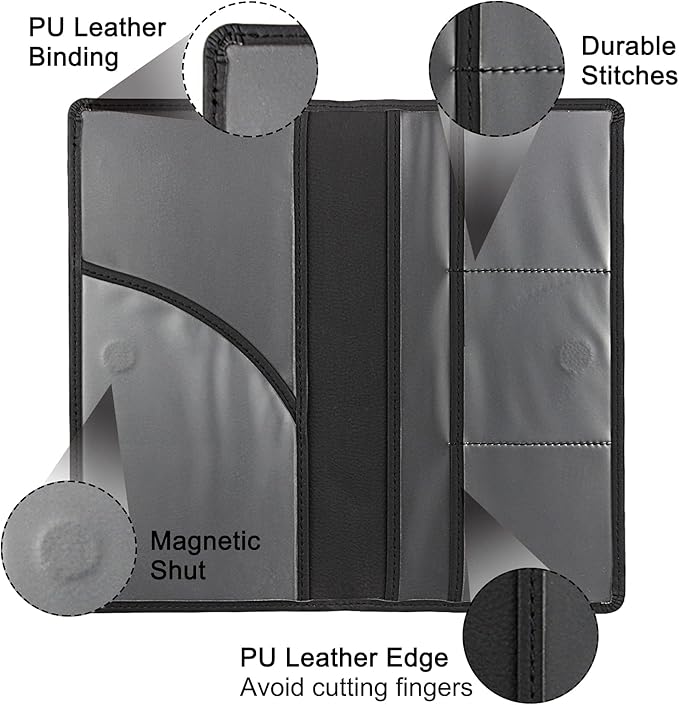 LumiMokki Premium Car Registration & Insurance Card Holder with Magnetic Shut, Vehicle Glove Box Car Organizer - For Documents, Cards, License (Black)