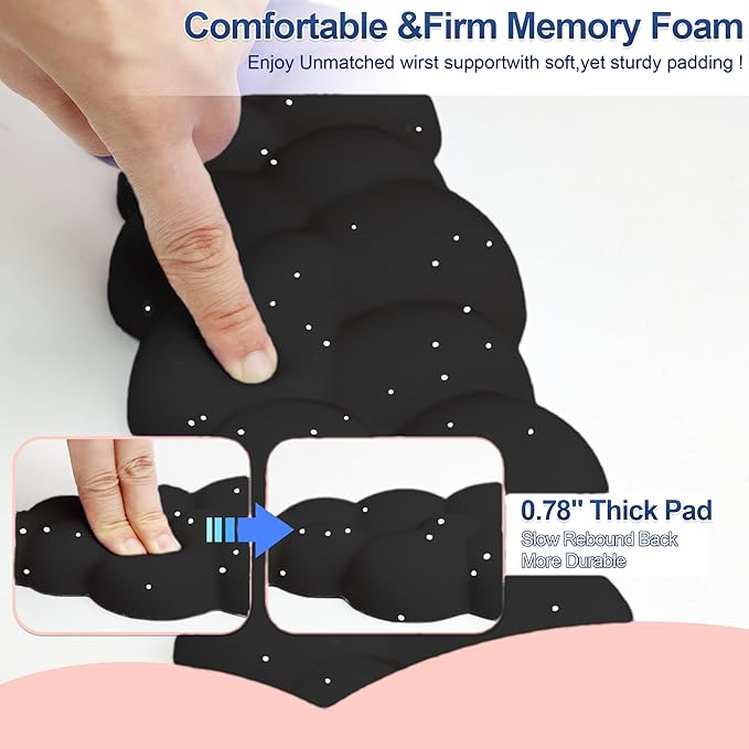 Cloud Wrist Rest Set for Keyboard and Mouse, Includes Cute Coaster, for Computers and Laptops (Black Star Set)