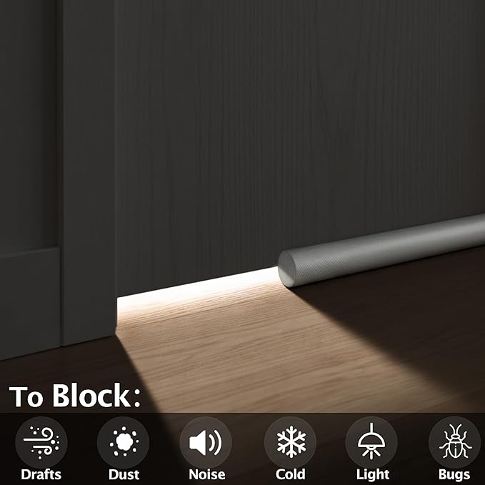 MAXTID Under Door Draft Stopper Cold Air Blocker - Large Doors Seal Gap Bottom of Doors 36" Adjustable 30" 32" 34" Weather Stripping Blocker Interior Front Door Sweep Bedroom Must Have