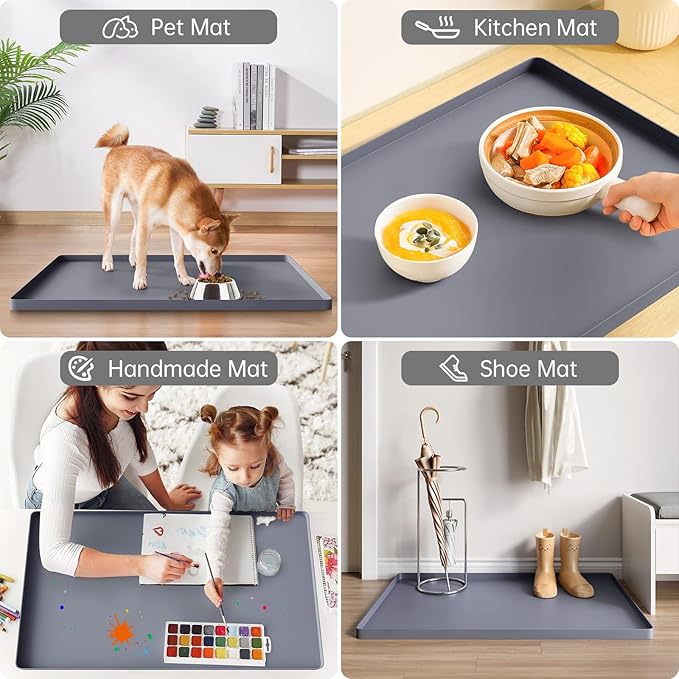 FLATO Waterproof Under Sink Mat 19" x 19" Shelf Liner for Kitchen and Bathroom, Cabinet Protector, Organizers and Storage, Flexible Silicone Drip Tray