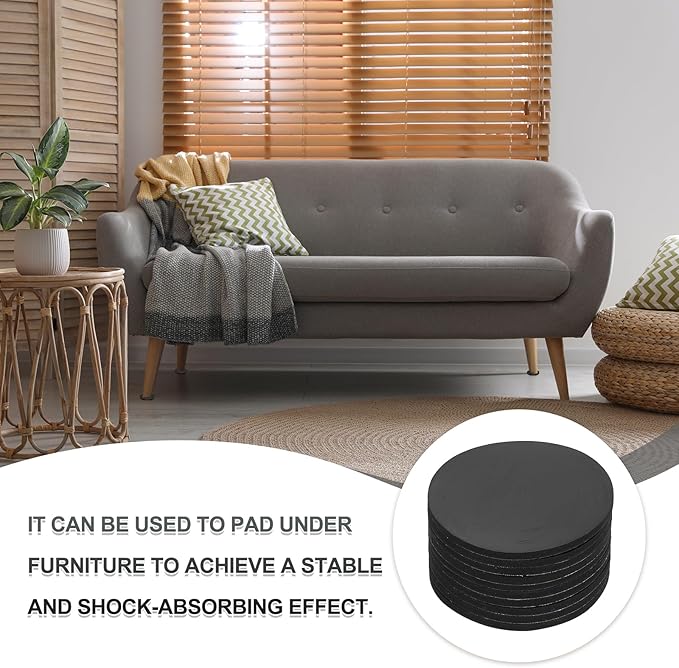 PATIKIL Non-Slip Furniture Pads 2-3/4" (70mm x 3mm), 10 Pcs Adhesive Backed Round Rubber Feet Anti-Scratch Rubber Furniture Grippers for Hardwood Floor Electronics Bed Drawers DIY