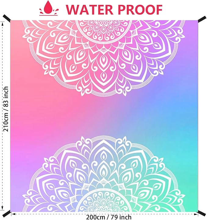 Beach Blanket Waterproof Sandproof Extra Large Beach Mat 79" X 83"/120"x108" for 1-8 Adults Quick Drying Durable Outdoor Picnic Mat for Beach Travel Camping Hiking