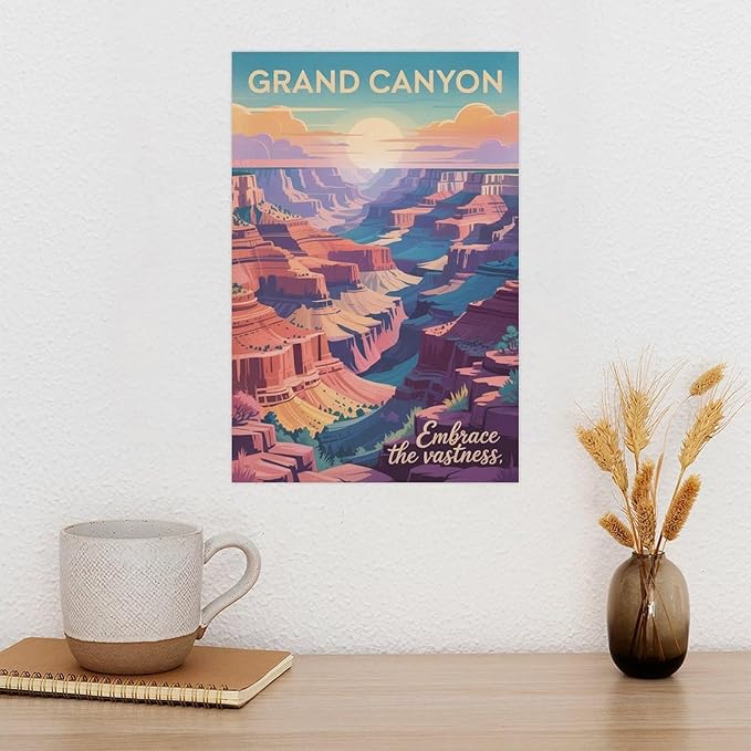 Motivational Canvas Grand Canyon Inspirational Poster Embrace The Vastness for Meditation Living Room Creative Studio Décor Print Poster Unframe-style 12x18inch(30x45cm)