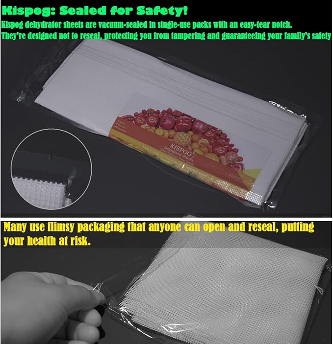 Silicone Food Dehydrator Sheets: 10-Pack - Reusable NonStick Silicone Liners for 12x13 inch Drying trays - Fit Cosori Magic Mill & Ivation - Jerky Herbs Fruit