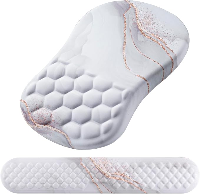 Mouse Pad Wrist Support, Laokiiy 2-in-1 Keyboard Wrist Rest + Ergonomic Mouse Pad, Non-Slip Wrist Rest for Computer Keyboard, Makes Typing Easy & Relieves Wrist Pain (White)