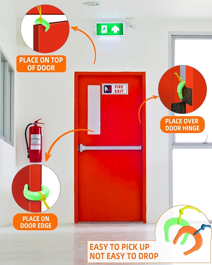 Door Jam, First Responder Door Stop for Law Enforcement, Police, Emergency Medical Services, Tactical Door with Nylon Paracord Attachments for Easy Grab Access, Molle/PALS Compatible(1 Orange&2 Green)