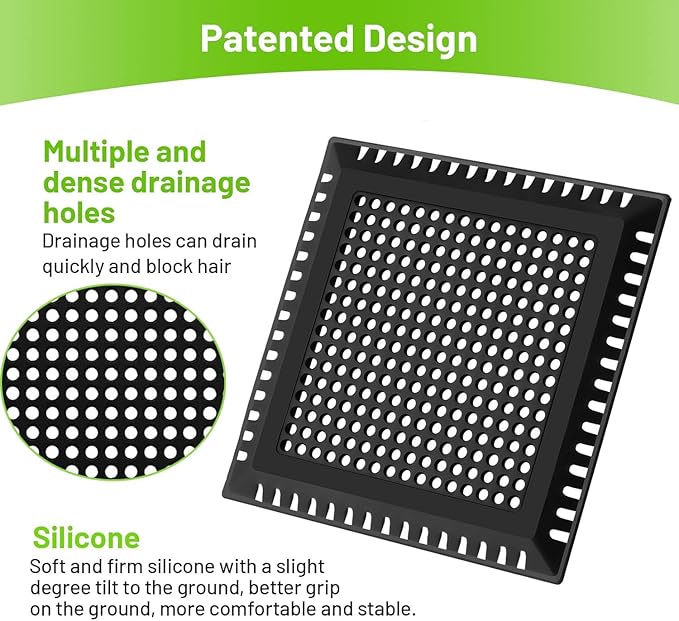 Aluvor Drain Hair Catcher,Shower Drain Cover Hair Catcher Shower Drain Strainer for Bathroom Floor,Square Shower Hair Drain Catcher to Keep Away from Clogged Drain (Matte Black, 4 inch)