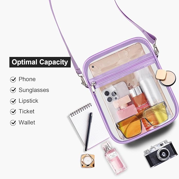 USPECLARE Clear Purse Stadium Transparent Messenger Bag Stadium Approved for Men and Women Clear CrossBody Bag