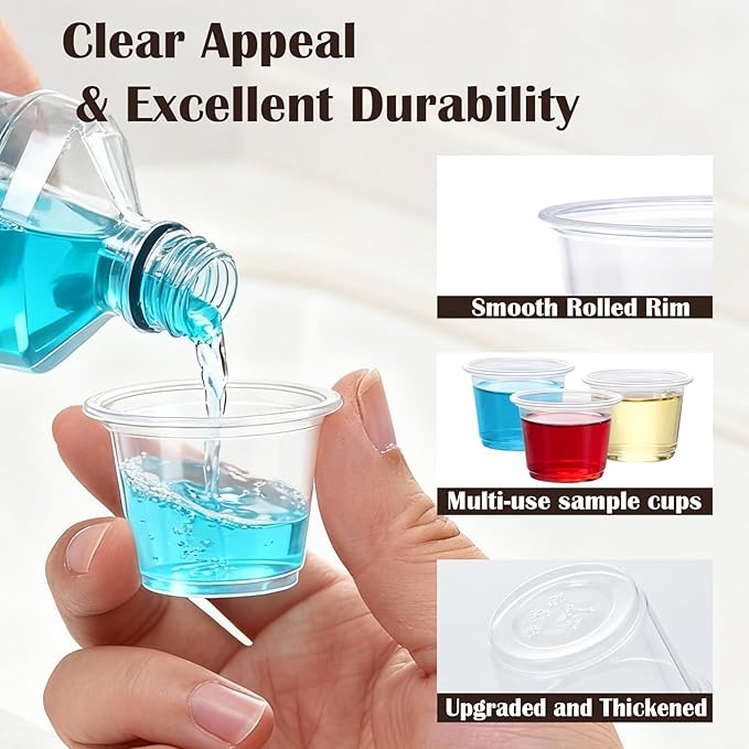 Lamosi 1000 Count 1 oz Plastic Shot Glasses Disposable, 1 Ounce Clear Jello Shot Cups for Whiskey, Vodka, Tequila, Wine Tasting, Sauce, Food Sample