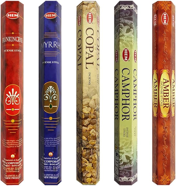Hem Incense Sticks Variety Pack #4 and Incense Stick Holder Bundle with 5 Unique Based Fragrances