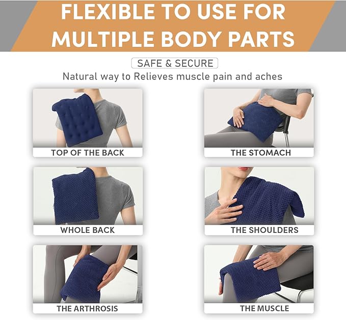UNCN Wide Microwave Heating pad with Washable Cover 9.5 x 16in Microwavable Hot Pad for Neck Shoulder, Cramps, Back Cordless Warm Compress Weighted Moist Heat Pack for Aches, Unscented