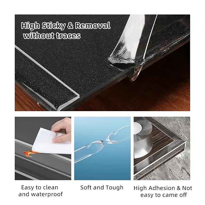 2-Pack Baby Proofing Edge Protector for Baby, 2in x 9.84Ft, Clear Edge Protector Strip Sharp Edge Wrap Cover Tape, Corner Bumpers for Furniture, Crib Rail Covers for Teething