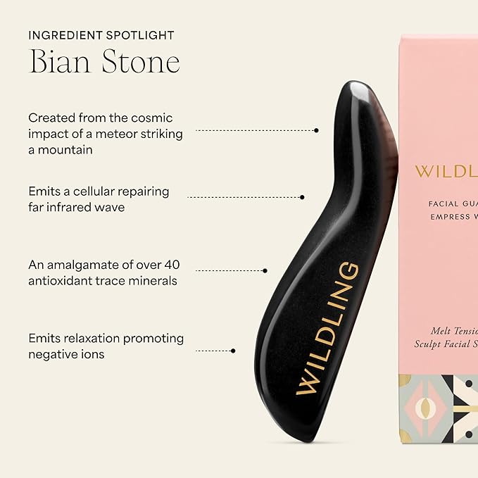 WILDLING Empress Wand | Facial Massage Wand I Designed to Sculpt Jawline + Relieve Tension in The Face, Jaw, Neck + Shoulders I 100% Authentic Bian Stone