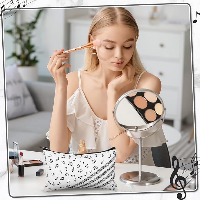 Reginary 20 Pieces Musical Note Makeup Bag for Women, Music Teacher Gift for Women Thank You Lovers Cosmetic Bag Piano Travel Zipper Pouch for Teachers' Day Christmas Birthday Graduation