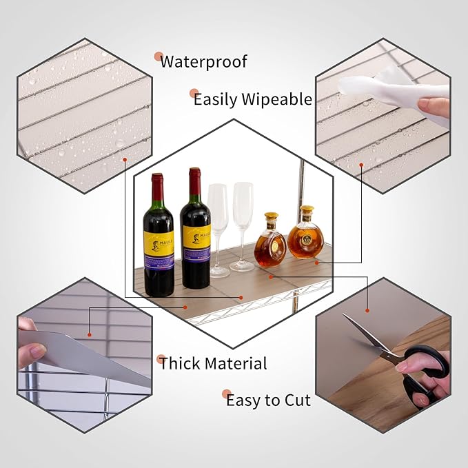 Poofzy Wire Shelf Liner 18" X 24", Non-Adhesive Plastic Shelf Liners for Wire Shelving, Waterproof Protector Mats (5PK, Gray)