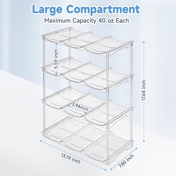 Stackable Water Bottle Organizer for Stanley 40 oz Tumbler, Water Bottle Holder for Cabinet, Pantry Kitchen Organizers and Storage for Stanley Cup Accessories, Tumbler Organizer and Wine Rack, 4-Pack