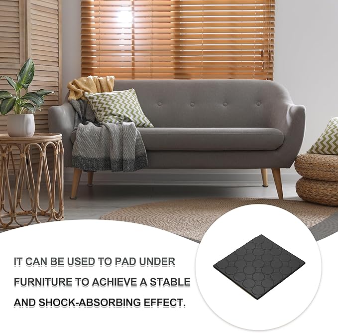 PATIKIL Non Slip Furniture Pads 11/16" (18mm x 3mm), 25 Pcs Adhesive Backed Round Rubber Feet Anti-Scratch Rubber Furniture Grippers for Hardwood Floor Electronics Bed Drawers DIY