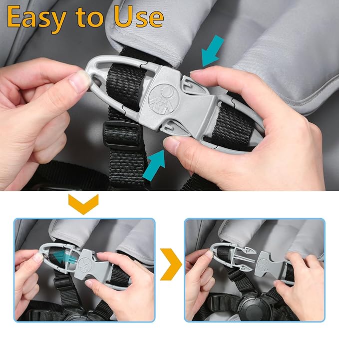 Child Car Seat Chest Harness Clip Universal Replacement for Kids, Toddler, Stroller 1 Piece, Grey,Oval (6.89 X 3.98 X 0.87 inches)
