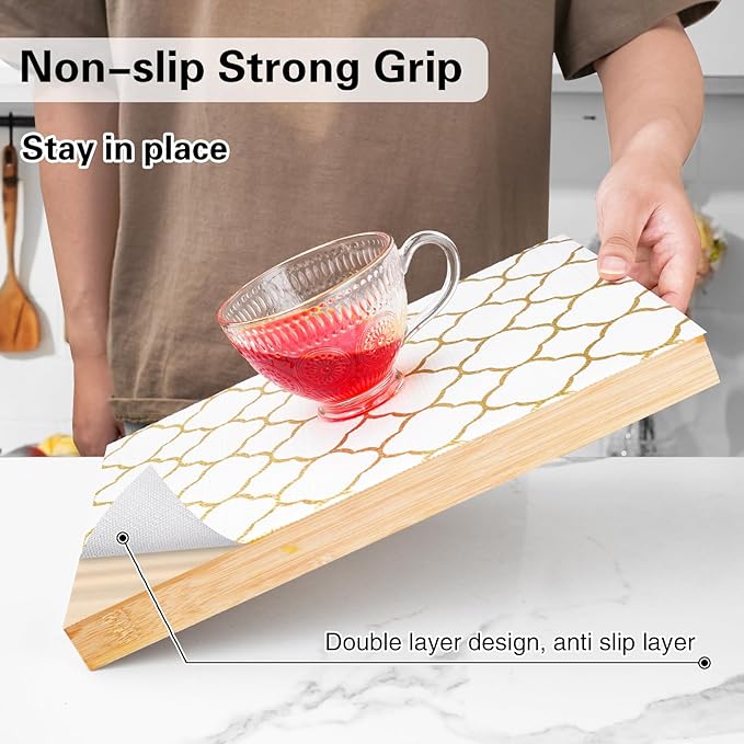 Drawer and Shelf Liner for Kitchen Cabinet,Non-Adhesive Cabinet Liner 12in x 30FT,Waterproof Shelf Paper Non-Slip Mats Cupboard Liners Contact Protect Dresser/Shelves/Table-Golden Lantern