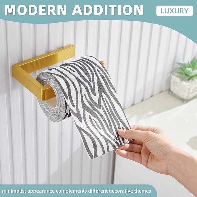 Angle Simple Toilet Paper Holder, SUS304 Stainless Steel Bathroom Toilet Tissue Roll Holder for Wall, Brushed Dark Gold