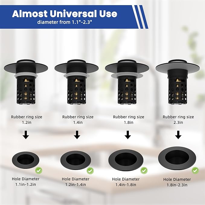 Universal Bathroom Sink Drain Strainer Hair Catcher 2PCS Upgraded with Removable Stainless Steel Filter Basket, 3 in 1 Pop Up Sink Stopper for 1.1''~2.36'' Sink Basin Hole, Oil Rubbed Bronze