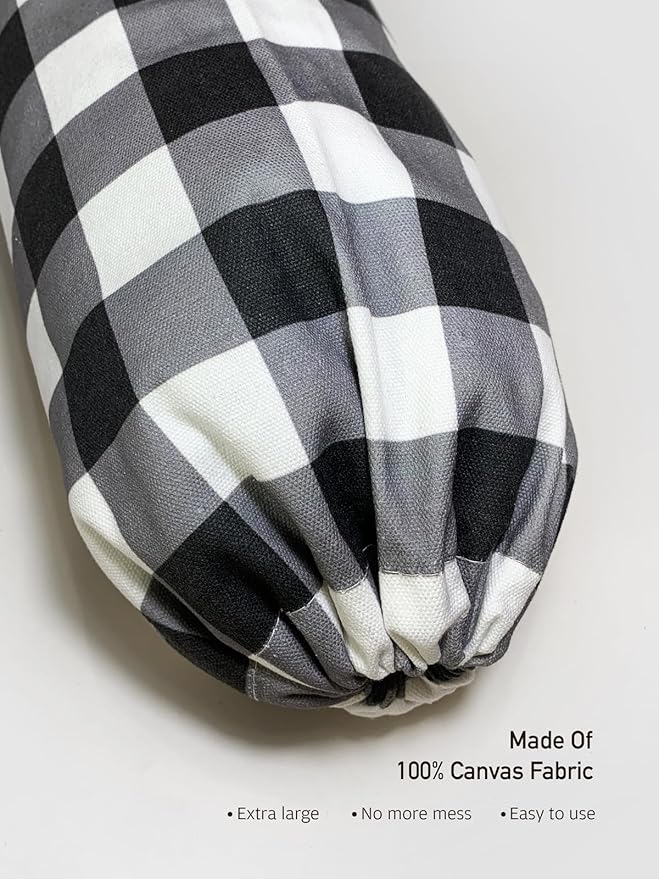 Moanlor Art Grocery Bag Holder Black White Checked Plastic Bags Holder Organizer Storage Buffalo Plaid Bag Holder for Plastic Trash Bags Cute Farmhouse Kitchen Decor