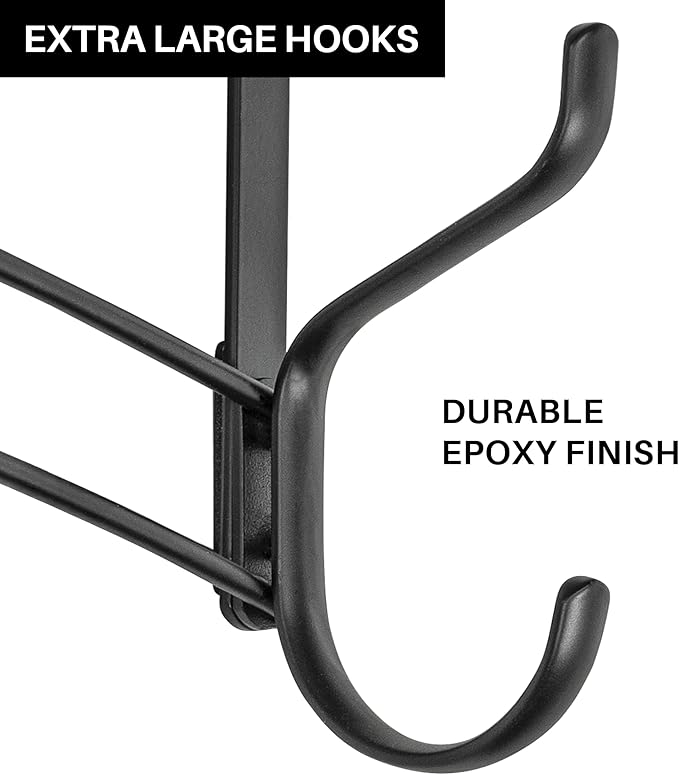LYNK Professional® Home™ Over the Door Hooks - 36 Hook – Over the Door Coat Rack - Over the Door Hanger - Hanging Towels or Clothes - Bathroom, Bedroom, Laundry Room - Lifetime Ltd. Warranty, Black