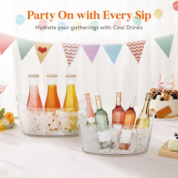 Lifewit 6.5L Ice Bucket for Parties, Portable Drink Bucket for Cocktail Bar, Plastic Champagne Cooler for Beverage/Wine/Beer, Mimosa Bar Supplies Chiller Tub with Scoop 38 x18x20 cm/15x7x8"