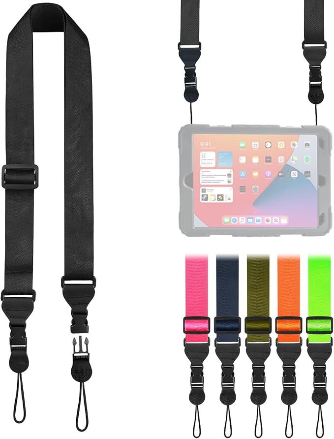 Adjustable Shoulder Strap, Nylon Camera Strap, Comfortable Neck Strap for iPad, Cellphone Tablet, Camera, Laptop, Binocular, Luggage Bag (Black Universal Lanyard)