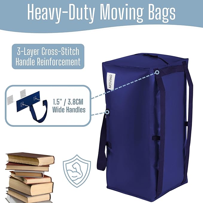 VENO 4 Pack Heavy Duty Moving Bags with Backpack Straps, Zippers & Handles, Extra Large Packing Bags for College Dorm Essentials, Moving Supplies Alternative to Cardboard Moving Boxes