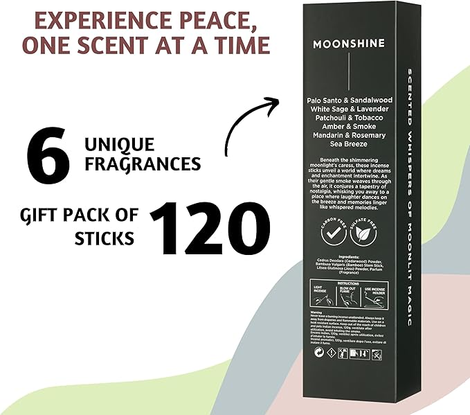 Folkulture Set of 6 Incense Sticks | 120 Organic Insence Sticks - Non Toxic Palo Santo & Sandalwood, Lavender, Patchouli, Rosemary Insence-Stick | 45 Min Burn Time, Blue Lotus Inscents-Sticks Gifts