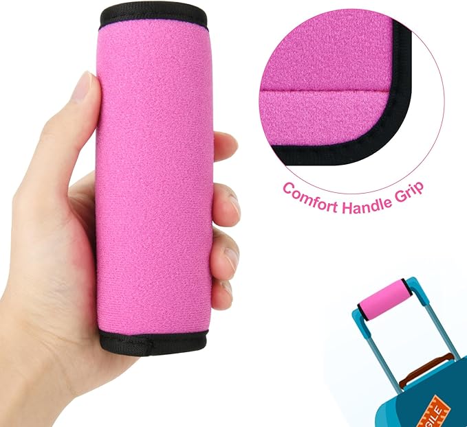 Cosmos 5 Pcs Luggage Handle Wraps Soft Neoprene Grip Handle Cover Detachable Luggage Identifier for Luggage Suitcase Travel Bag Trolley Case Travel Accessories (5-Color (Anti-Slip))