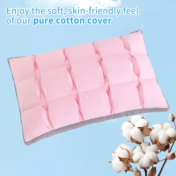 YOUR MOON Soft Pillow Queen for Sleeping, Super Soft Support Down Alternative Pillow, 100% Cotton Shell Luxury Comfy Fluffy Bed Pillows for Sleep(Pink)