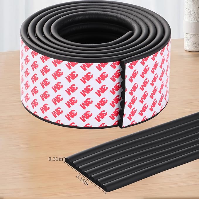 Corner Protector for Baby, Widen Edge Protector with Adhesive Backing, Baby Proofing Edge Corner Protectors Self Adhesive Furniture Corner Guard Bumper for Table, Desk, Fireplace (Black, 16.4ft)