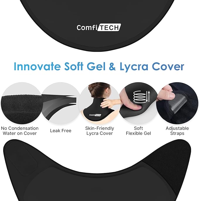 ComfiTECH Neck Ice Pack Wrap Gel, Cooling Pad for Cervical and Shoulder, Medium, 2 Packs