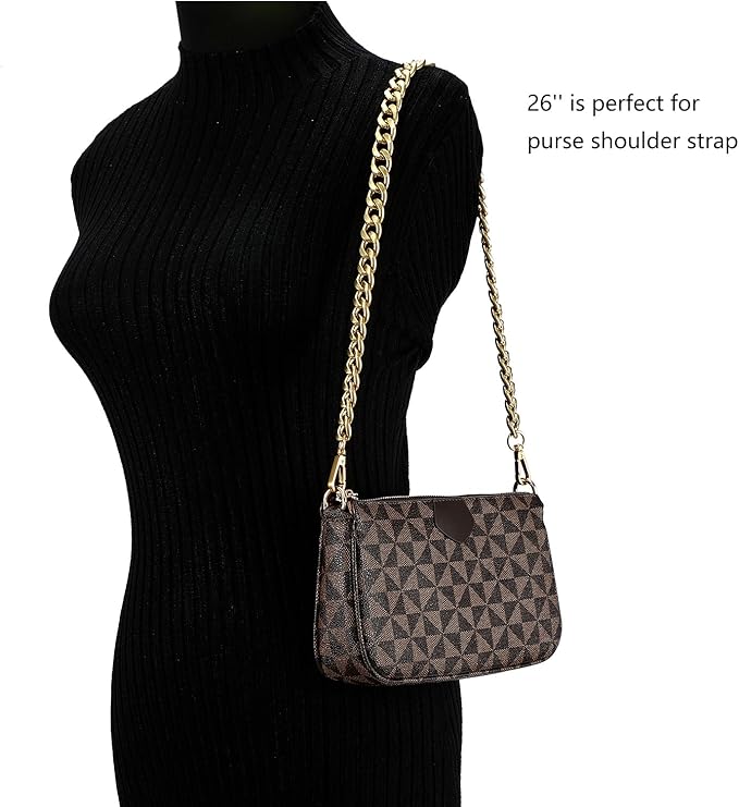 Xiazw Medium Size Fabulous Metal Shoulder Crossbody Purse Strap Replacement Bag Chain Accessories (26'', Black)