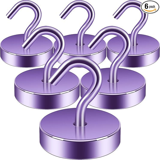 Neosmuk Magnetic Hooks, Cruise Ship Essentials, 80lb+ Heavy Duty Magnetic Hooks for Cruise Cabins, Refrigerator, Grill, Hanging, and Travel | Extra Strong Must-Haves Magnet Hook,Purple