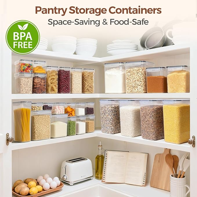 ComSaf Rice Container Set of 2 (9.5L/10Qt), Large Airtight Food Storage Containers with Lid and Rice Washer, Plastic Canister Sets for the Kitchen, Pantry Organizers for Flour, Cereal, and Cooking