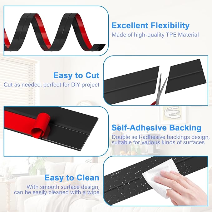 36FT Weather Stripping Door Seal - 2" Silicone Door Draft Seal Tape for Gaps Under Door Weatherstripping Sweep Stopper for Bottom of Shower Door/Sliding Glass Door
