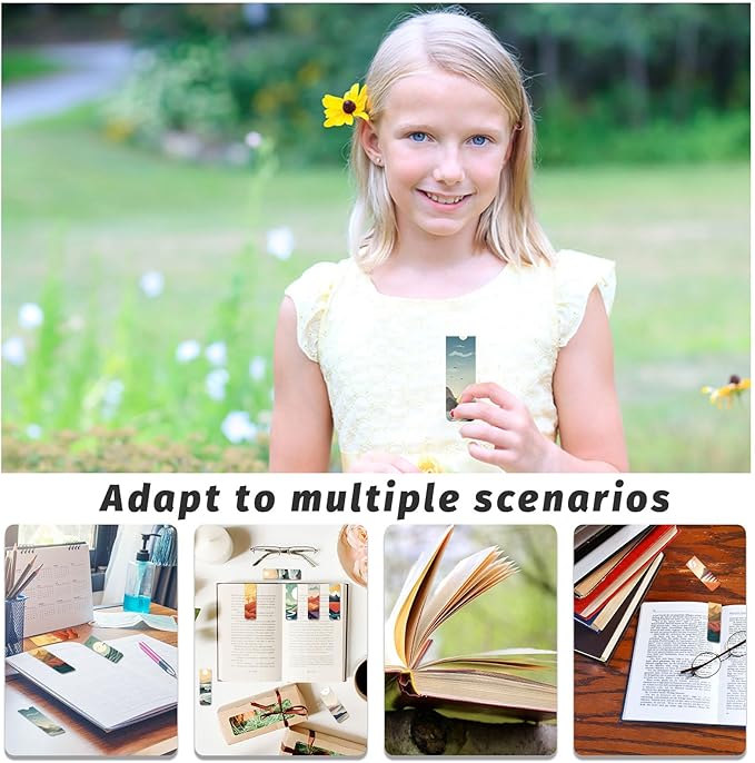 96 Pieces Magnetic Bookmarks Magnet Page Markers - Book Marks for Reading Women & Men with Storage Boxes - Cute Magnet Bookmark Clips for Reading Pleasure（Landscape）