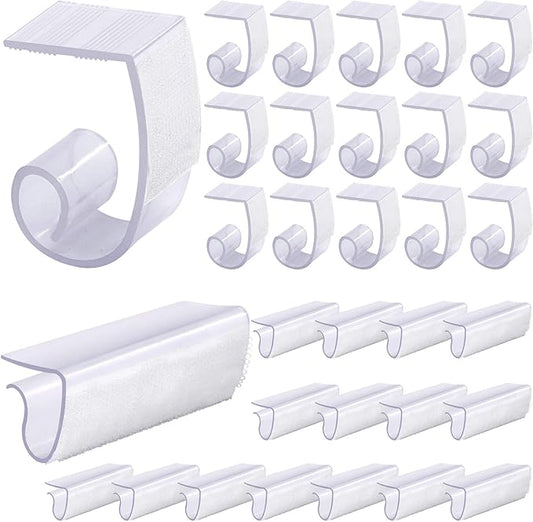 Glarks 30 Pack 2 Types Plastic Table Cover Clips Tablecloth Clips Table Skirting Clips with Hook and Loop for Indoor Outdoor Wedding Party Picnic Events